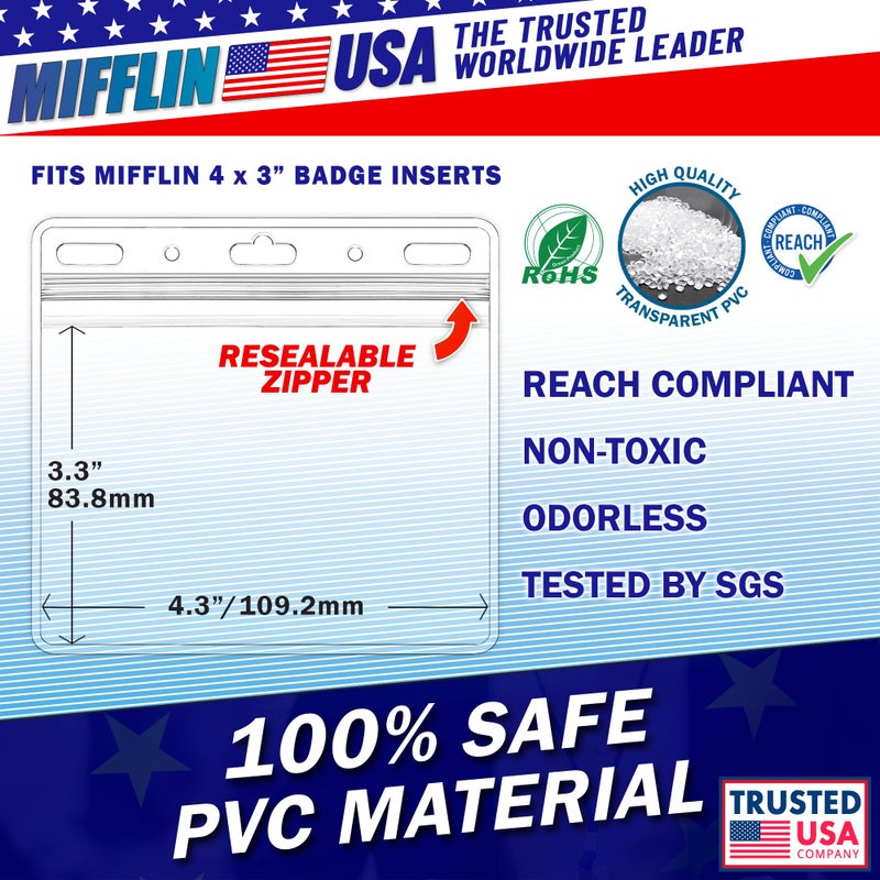 Mifflin-USA Card Protector (Clear, 4x3 Inches, 100 Pack), Waterproof and Resealable Horizontal Plastic ID Name Badge Holders - Image 4